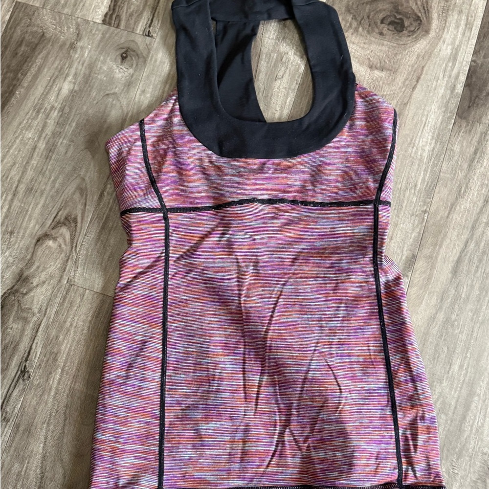 Lululemon Multicolor Sleeveless Top with Black Trim (built in sports bra)